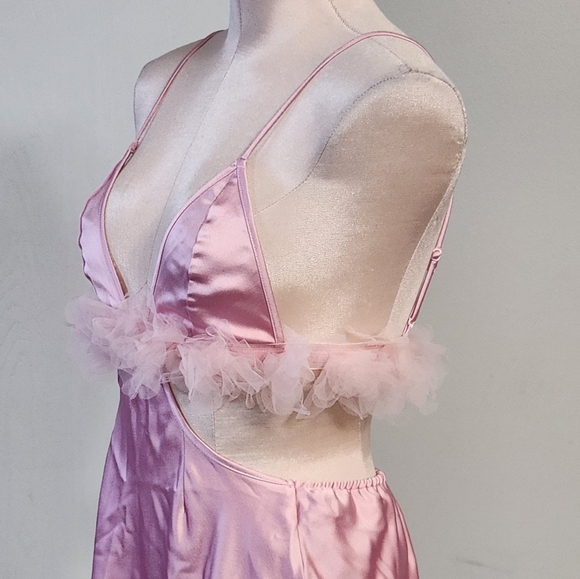 New!For Love And Lemons Pink Floral Trim Slip‎ Dress - Picture 7 of 16